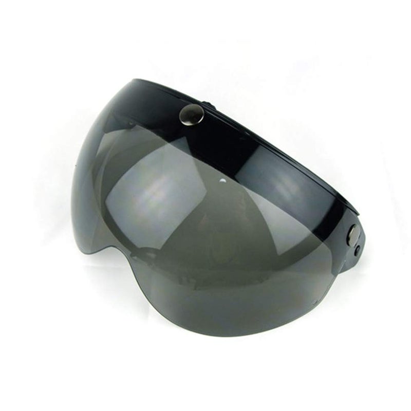 WANCAR Universal Motorcycle Retro Pilot-Style Standard 3 Snap-Button Visor Flip Up Down Open Face Helmet Wind Shield(Dark Smoke) - Image 2